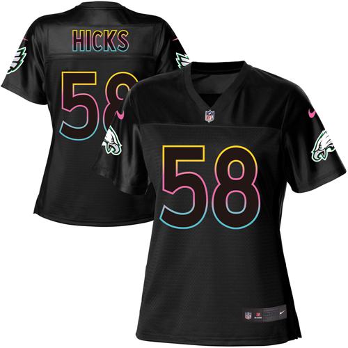 Nike Eagles #58 Jordan Hicks Black Women's NFL Fashion Game Jersey